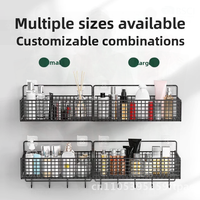 Punch-Free Wall-Hanging Bathroom Shelf Black Large Iron Toilet Storage Rack Modern Minimalist Style Bath Washstand Organizer