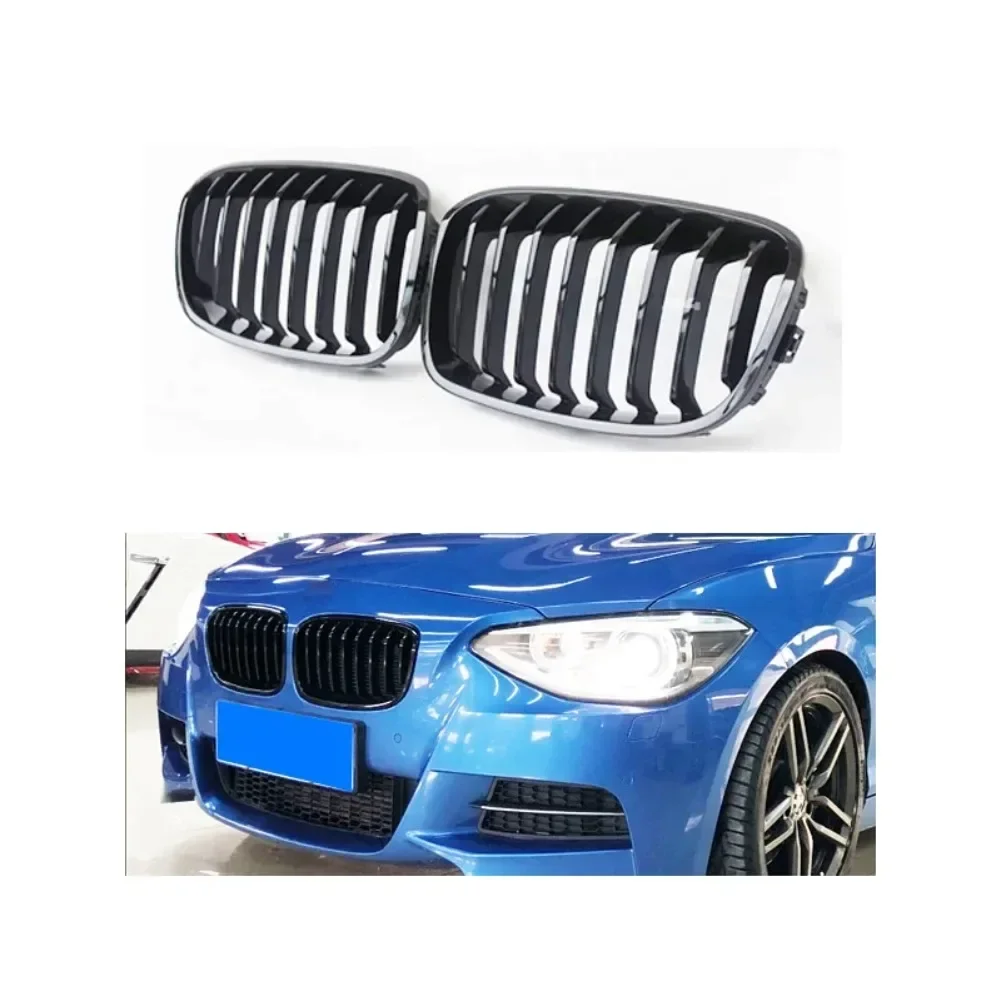 Front Center Grille Grills ABS fit for BMW F20 F21 1-Series 116i 118i 120i 125i 135i 5-Door Hatch Back 2011-2014 Carbon Fiber