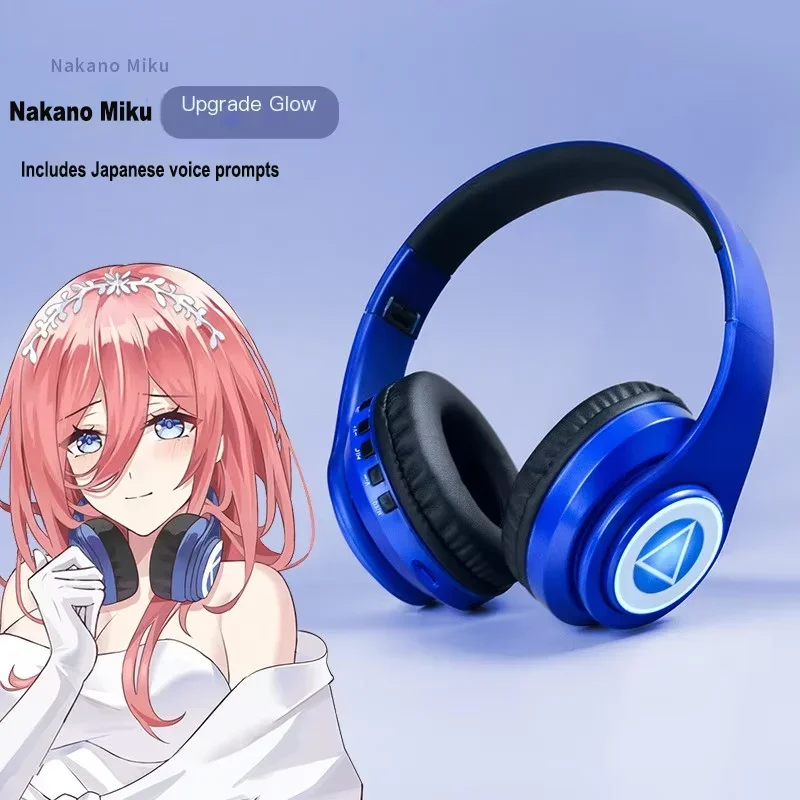 Anime Wireless Headphone Bluetooth 5.0 Japanese Prompt Sound TF Card Audio Cable Playback HIFI Cosplay Foldable Gaming Headset