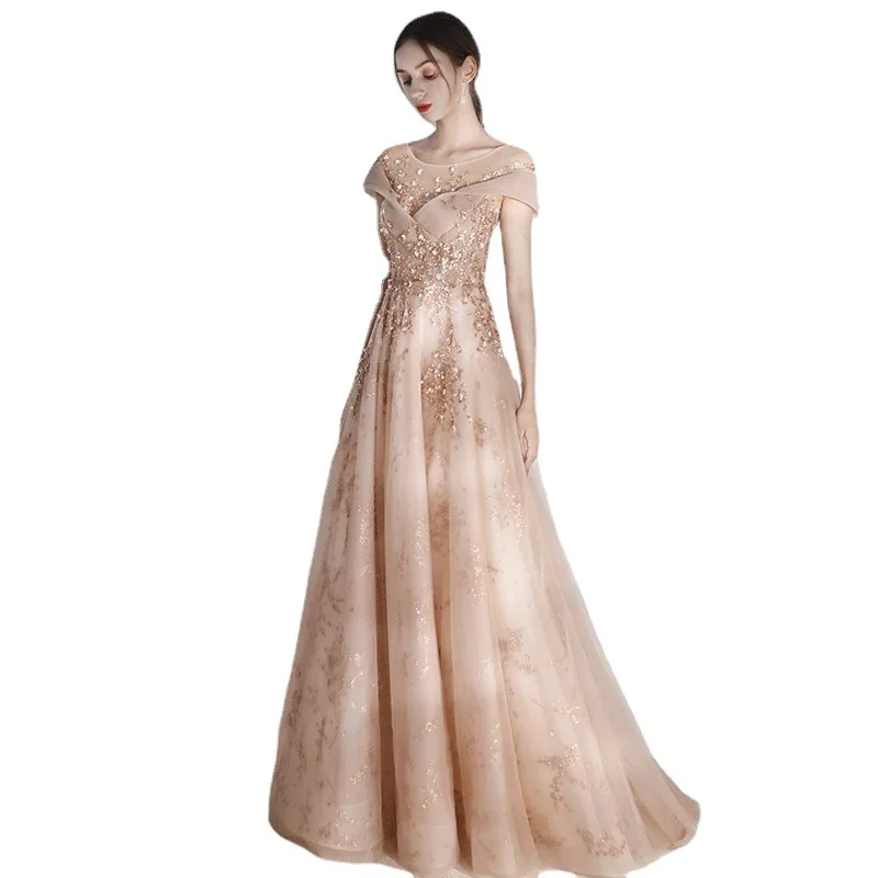Gorgeous Vintage Sequined Beading Back Lace Up Formal Evening Party Dress