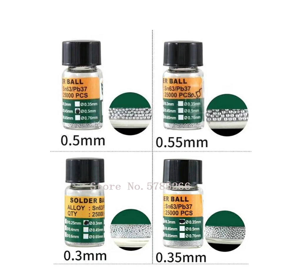 1 Bottles BGA Reballing Balls ( 0.25 0.3 0.35 0.4 0.45 0.5 0.55 0.6 0.65 ) BGA Solder Ball leaded For BGA Rework Repair Tools
