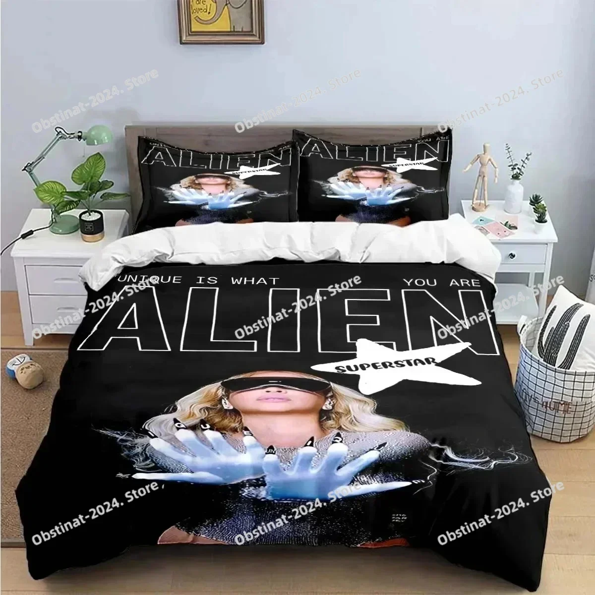 Pop Female Singer B-Beyonce Bedding Set Printed Comforter Quilt Bed Cover Duvet Cover Pillow Case 3 Pieces Sets Kids Adult Size