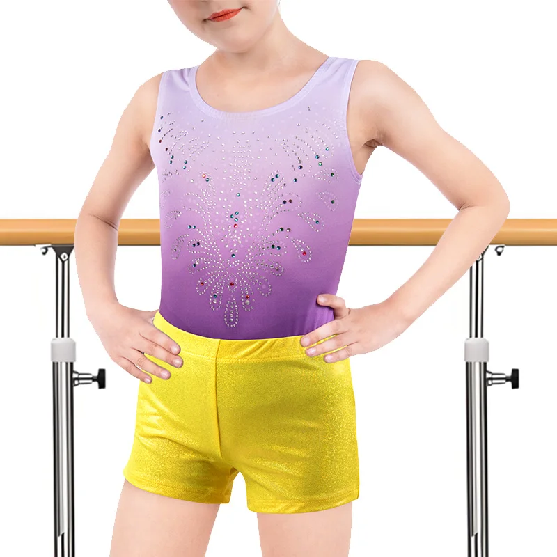 Girls Dance Gymnastics Shorts for Girl Tumbling Athletic Ballet Tap Jazz Sets with Sparkle Glitter Bottoms