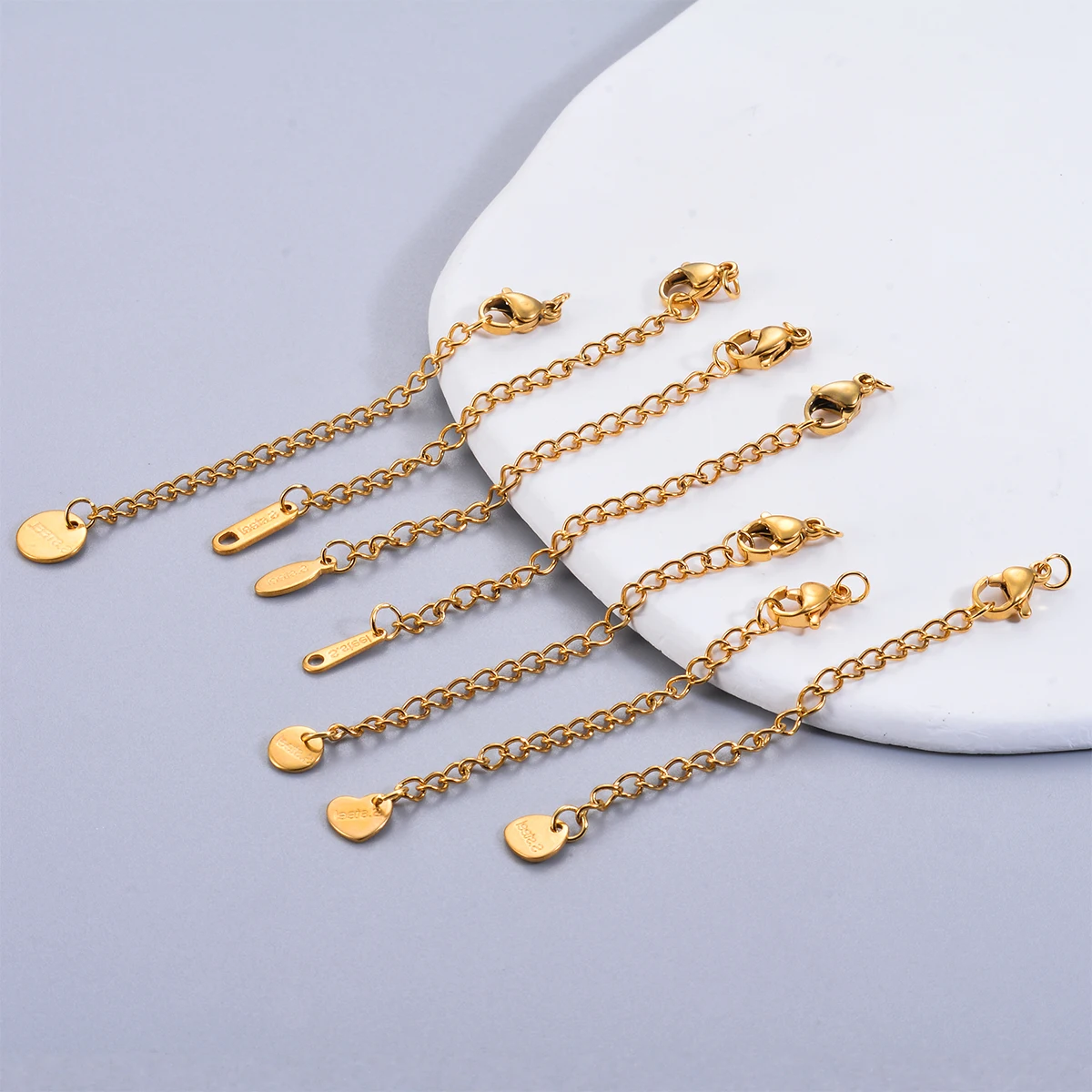 10 Stück Edelstahl Gold Halsketten- und Armband-Verlängerungsketten mit Karabinerverschlüssen, Länge 2 Zoll, für Schmuckherstellung – Detail 4