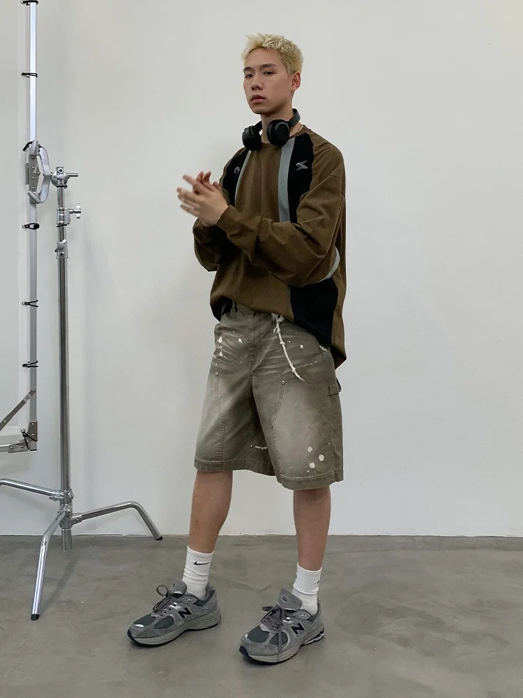 ملابس عمال Roaringwild Militaryeren orts الفحم ey Faded تسجيل Sle فضفاضة تناسب الشباب الصيف القطن البضائع orts