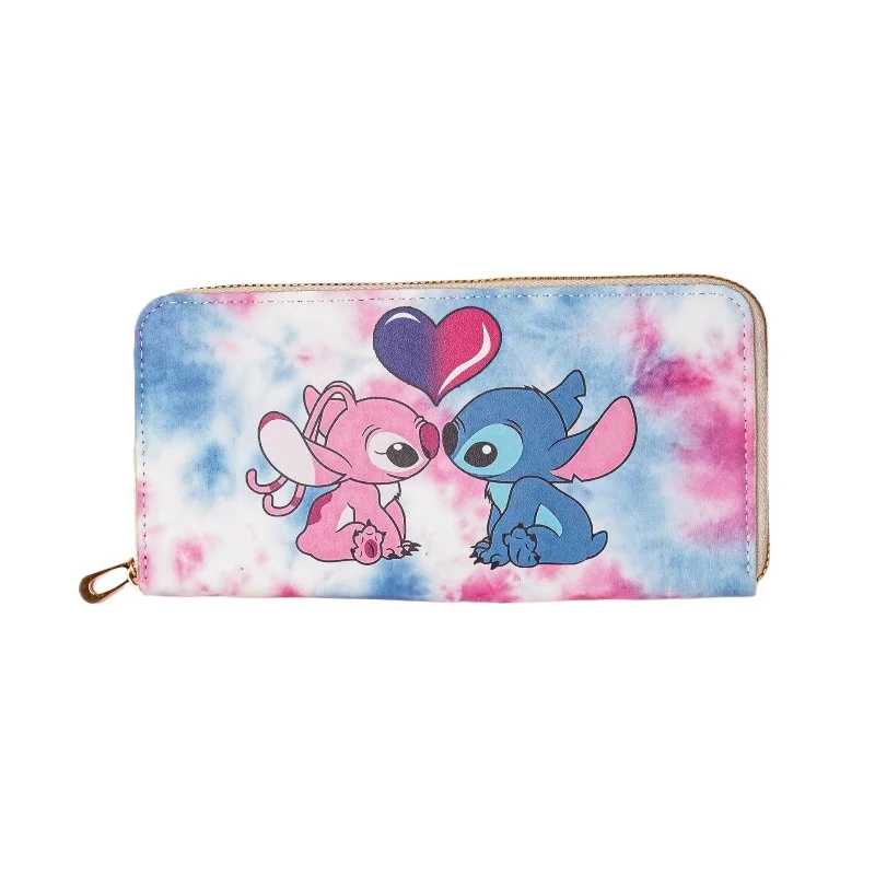 Длинный кошелек Disney Stitch на молнии, милый водонепроницаемый кожаный кошелек для монет для студентов, детский мультяшный органайзер, сумка для ежедневного использования