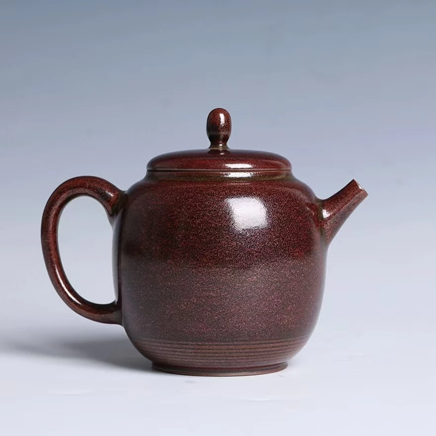 Jun Kiln Jun Porcelain Black Gold Glaze Master Li Xueya Hand-signed Free and Easy Teapot Traditional Chinese Craftsmanship