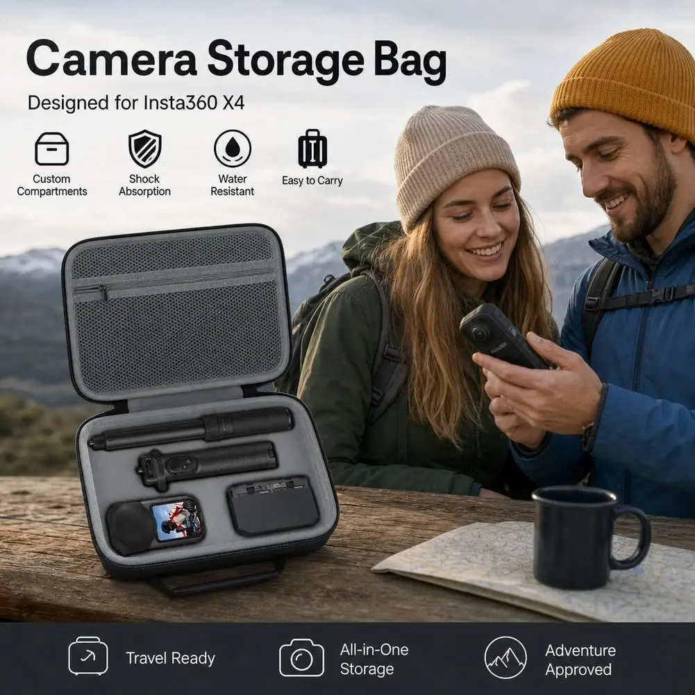 Hard Carrying Case for Insta360 X6 Action Camera Portable Storage Bag Shockproof Waterproof Travel Protective Bag with Shoulder view 5