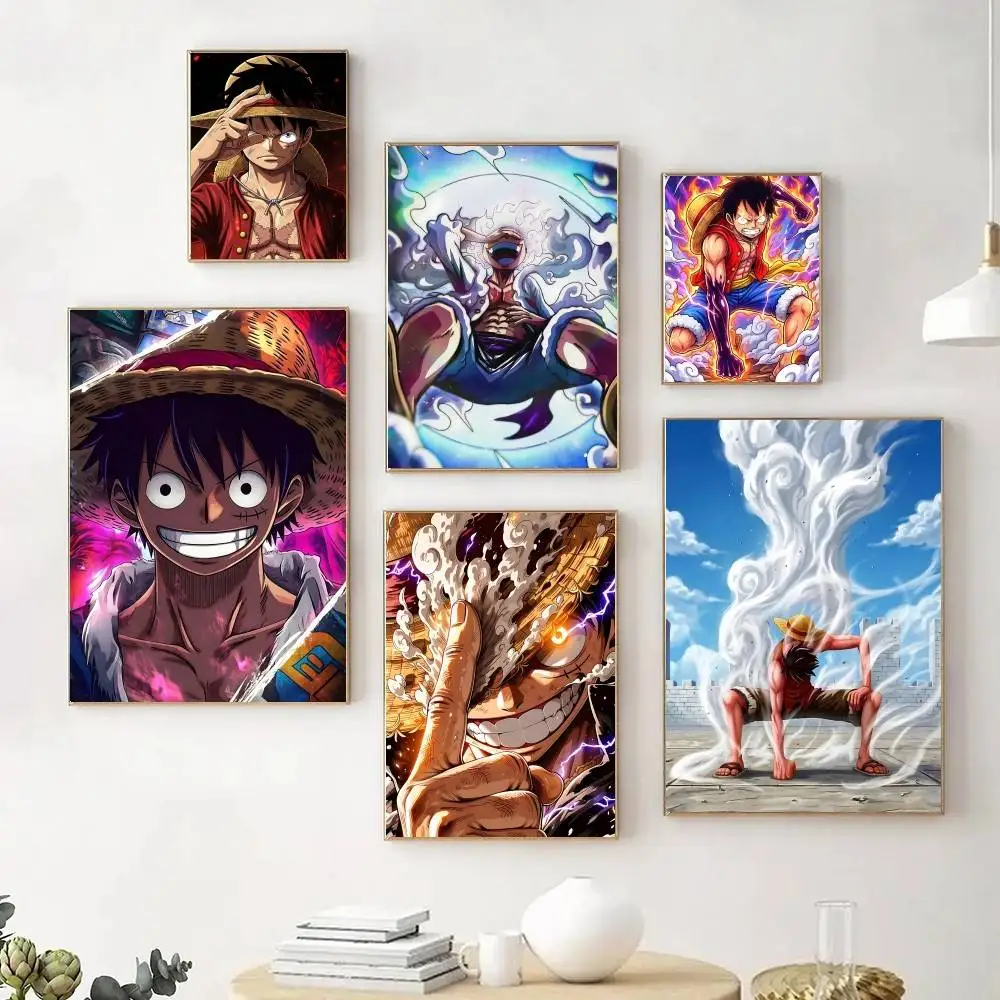 Anime O-One Piece Luffy Posters Fancy Wall Sticker for Living Room Bar Decoration Wall Decor
