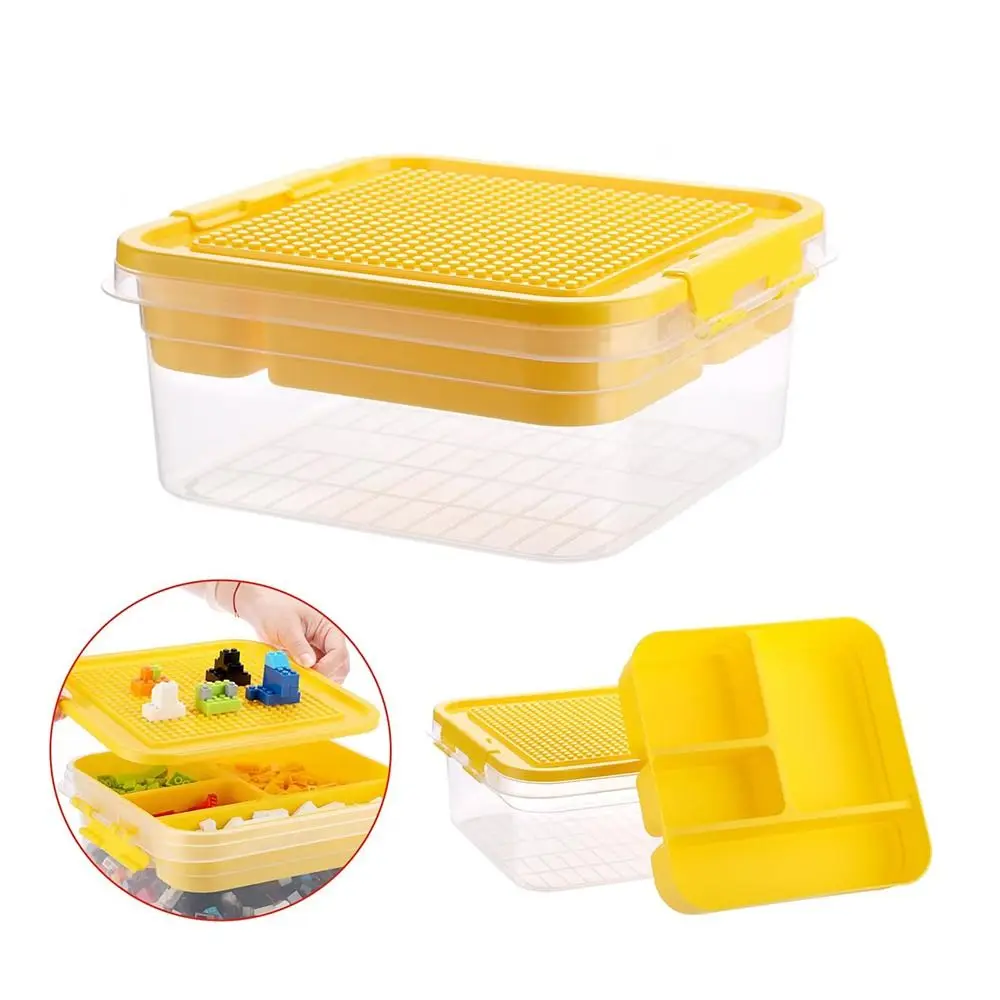 Stackable Building Blocks Storage Box Transparent Double-layer storage Children's Toy Organizer Building Base Dustproof