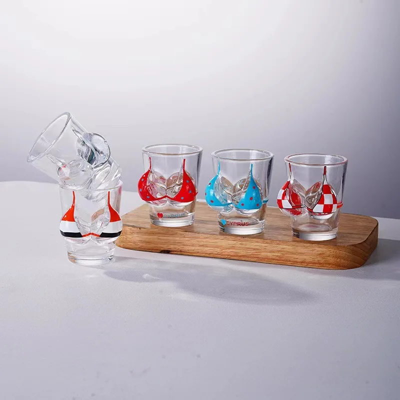 Bikini-shaped shot glass 55ml Creative human body glass cup Customizable souvenir wine glasses for scenic tourist attractions LO