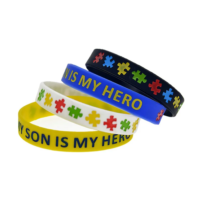 50 Pcs My Son Is My Hero Silicone Bracelet Autism Awareness Wristband Adult Size