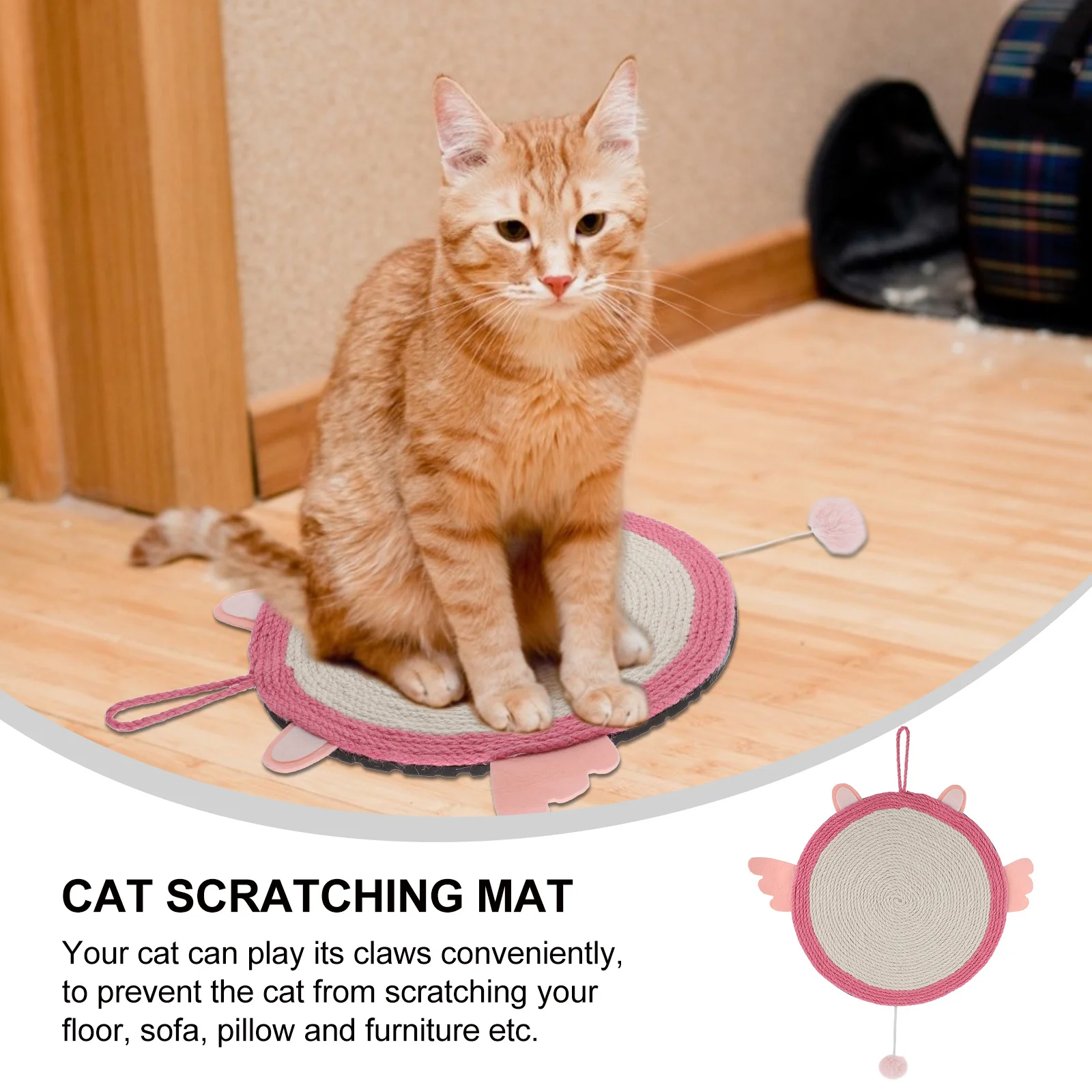 

1pc Angel Shaped Cat Scratching Board Bright Durable Sisal Rope Mat Pet Cat Plaything Resting Place Scratch Rug Home Decor