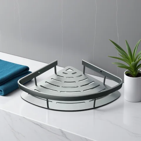 Bathroom Shelf Aluminum Alloy Shampoo Rack Makeup Storage Organizer Shower Shelf Bathroom Accessories No Drill Wall Corner Shelf