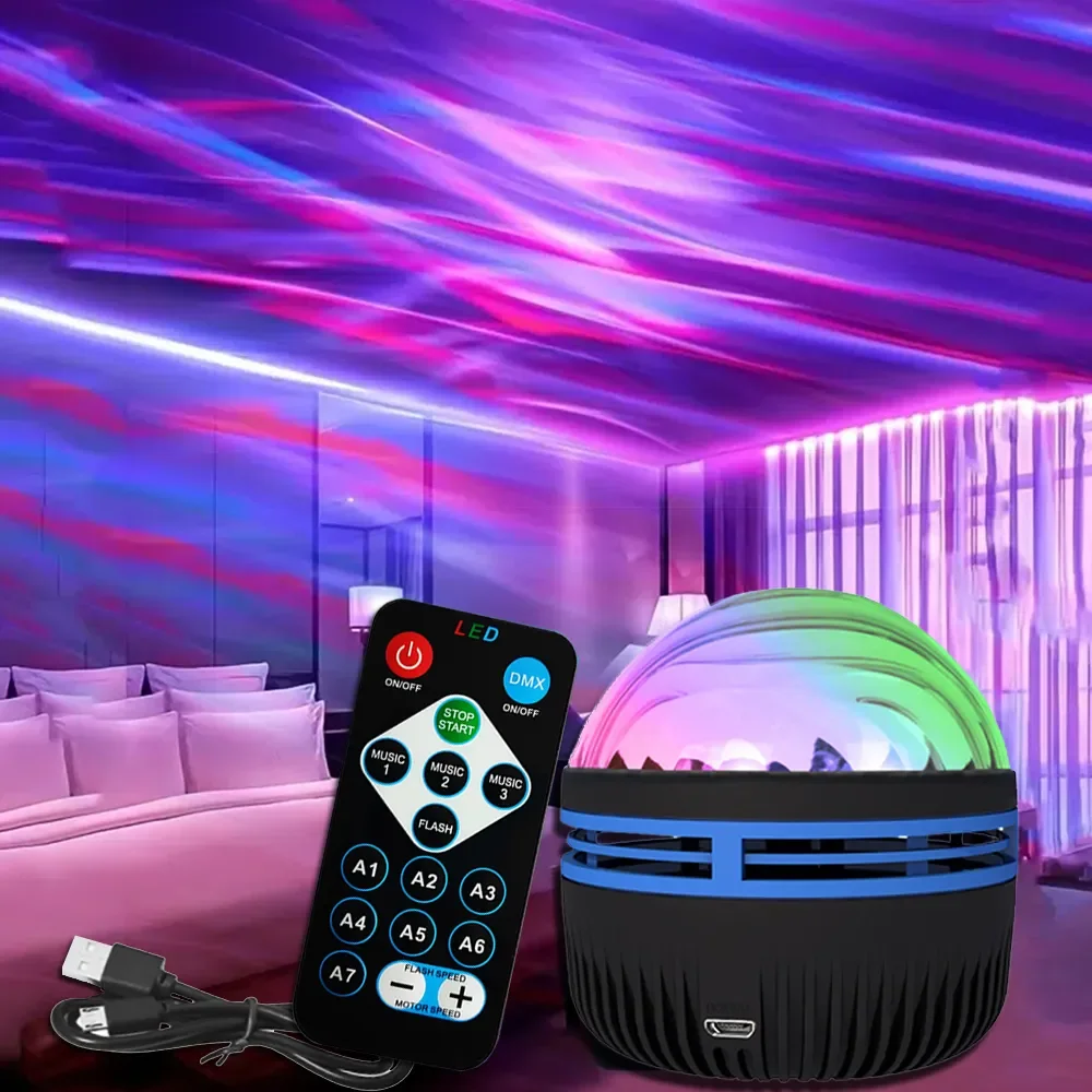 Northern Galaxy Light LED Water Pattern Starry Sky Light Remote Control Aurora Projection Light USB Plug-in Magic Ball Stage KTV