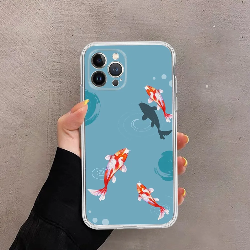 Koi Carp Fish Phone Case For iPhone 15 14 11 12 13 Mini Pro XS Max Cover 6 7 8 Plus X XR SE 2020 Funda Shell