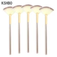 HSHBO 5 uds cepillos de abanico cepillos faciales cepillo de maquillaje suave herramientas aplicadoras de cosméticos mango de madera y fibra suave para mascarilla exfoliante