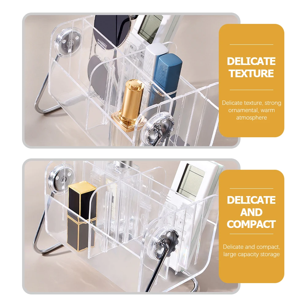 

Clear Acrylic Remote Controller Organizer Desktop Storage Box Multi-Grid Skincare Holder Desktop Sundries Organizer