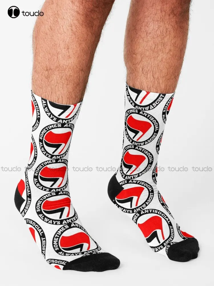 Sometimes Antisocial, Always Antifascist - Antifa, Socialist, Leftist Socks Baseball Socks Custom Gift 360° Digital Print