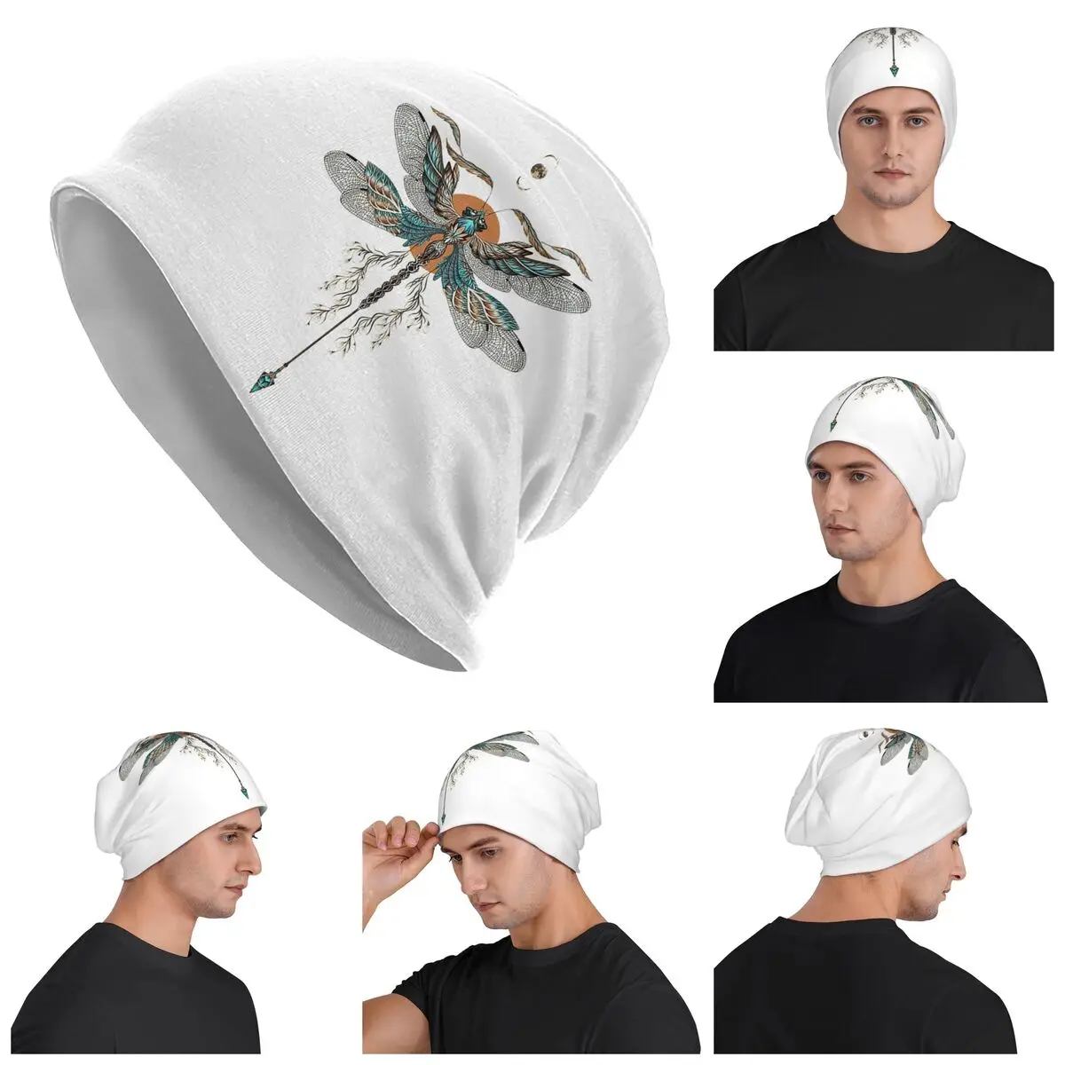 

Dragon Fly Tattoo Warm Knitted Cap Fashion Bonnet Hat Autumn Winter Outdoor Beanies Hats for Men Women Adult