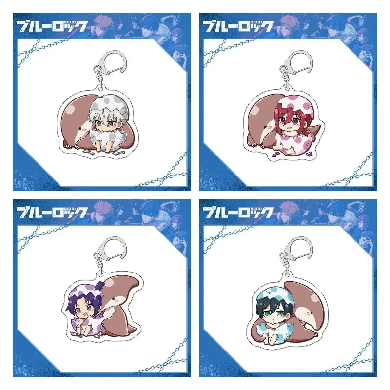 

BLUE LOCK Anime Figures Chigiri Hyoma Nagi Seishiro Acrylic Keychains Mikage Reo Cute Dinosaur Pendant Decor Key Ring Toy 6CM