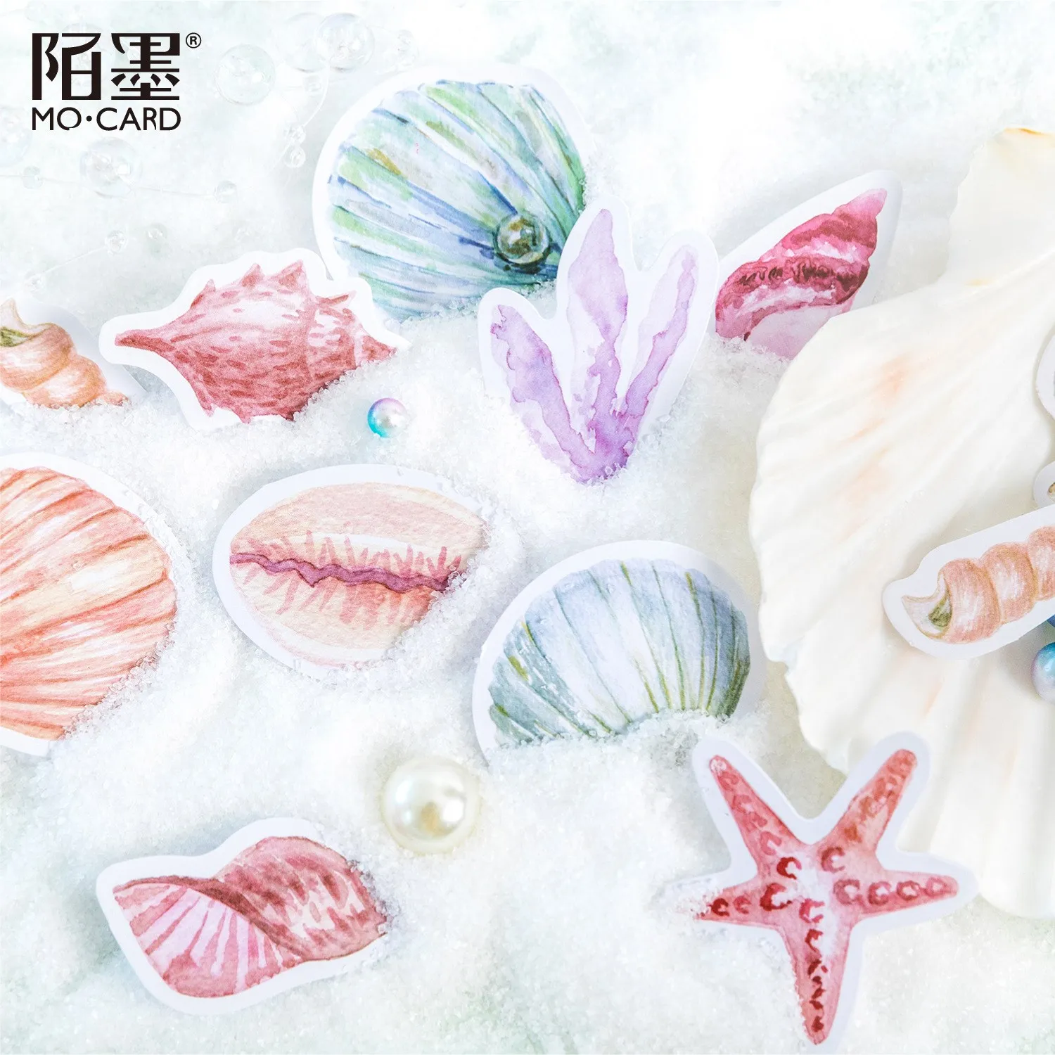 46 Pcs/box Sea Shell Aesthetic Diary Travel Paper Junk Journal Stickers Scrapbooking Stationery Sticker Flakes Art Supplies