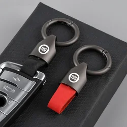 Metal Leather Car Keychain Key Chain Rings For Fiat Viaggio Abarth 500 Punto Bravo Panda Tipo Stilo Ducato Key Chain Accessories