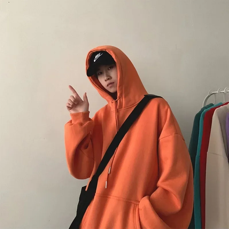 Hooded Sweatshirt Men Women Oversized Hoodie Autumn Winter Long Sleeve Pullover Solid Couple Clothes Boys Grils Casual Hoodies