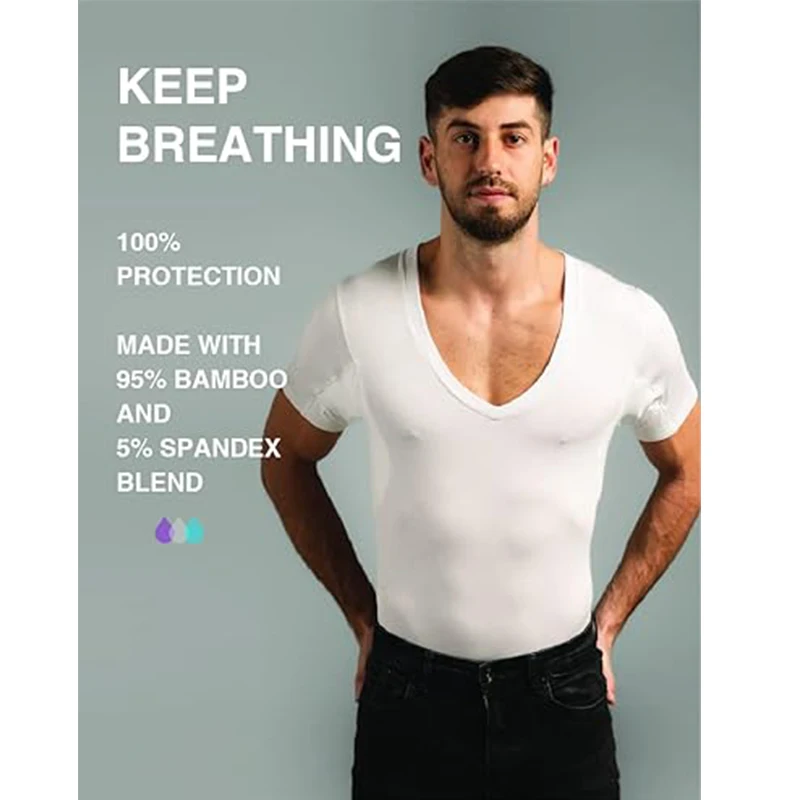 Lightweight Layering System Patented Sweat Proof Technology Sweatproof Undershirts Tee Deeper V Neck Anti-transpiration t shirt