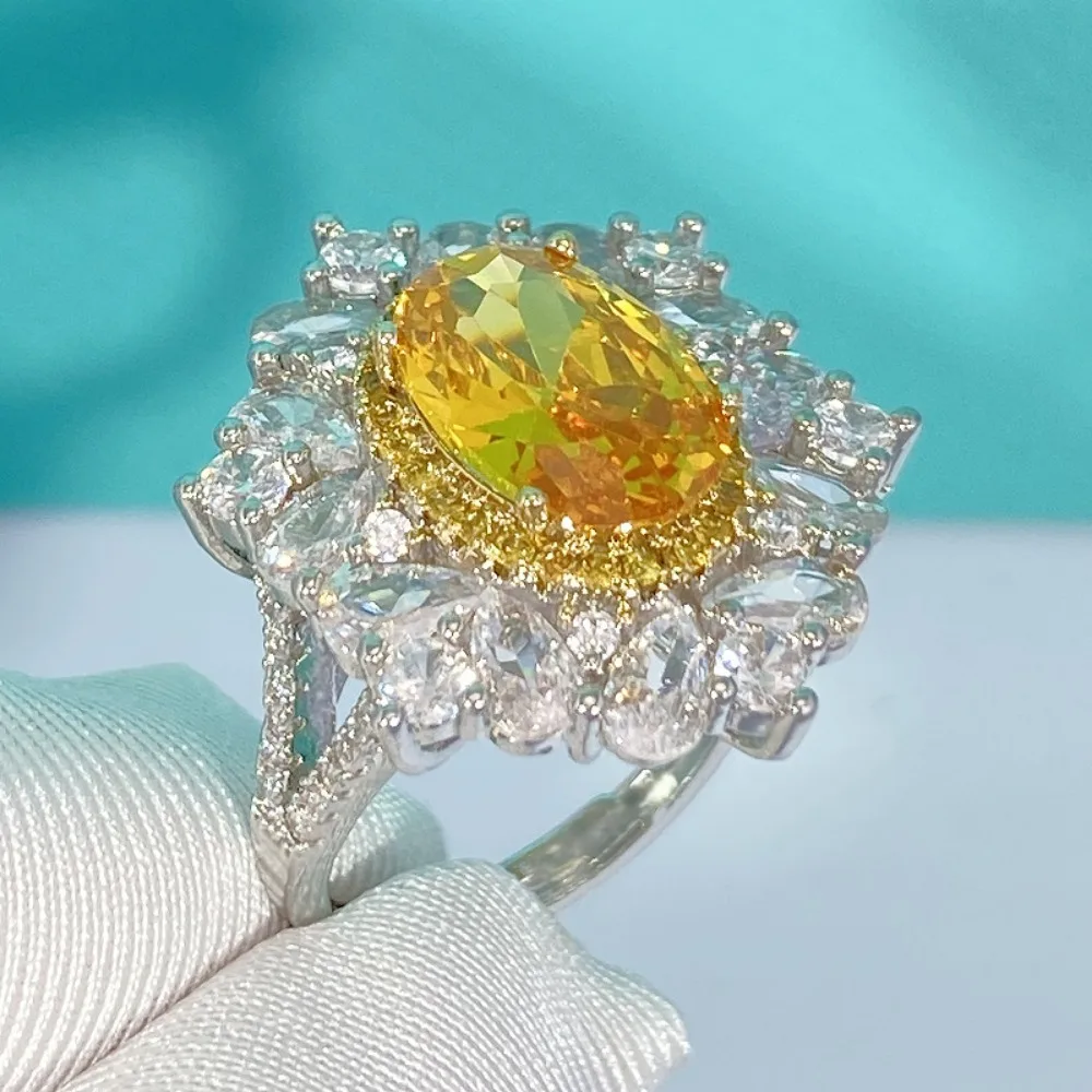 المعين الحجر الأصفر مزاجه خاتم الموضة تنوعا السبابة البنصر للنساء