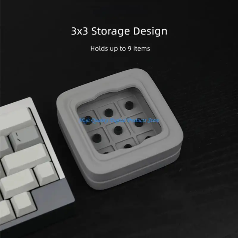 U2JE Lighted Keycap Display Case, 3 x 3 Layout Keycap Storage Box with Viewing Lid and Top for Keyboard Collectors