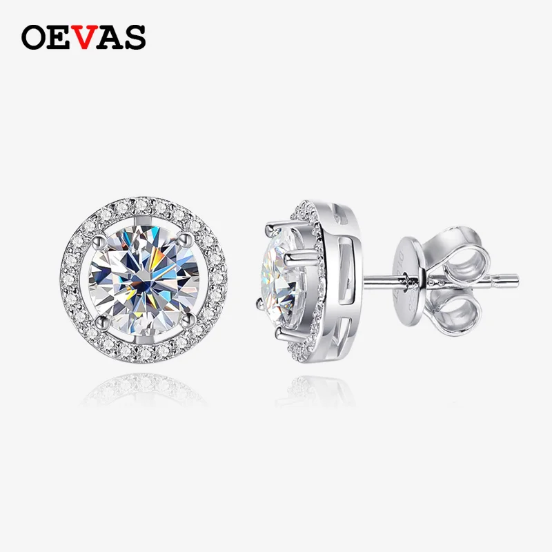

OEVAS 100% стерлингового серебра 925 пробы 0,5-2 карата серьги-гвоздики с муассанитом для женщин D цвет серьги с бриллиантами сверкающие ювелирные изделия