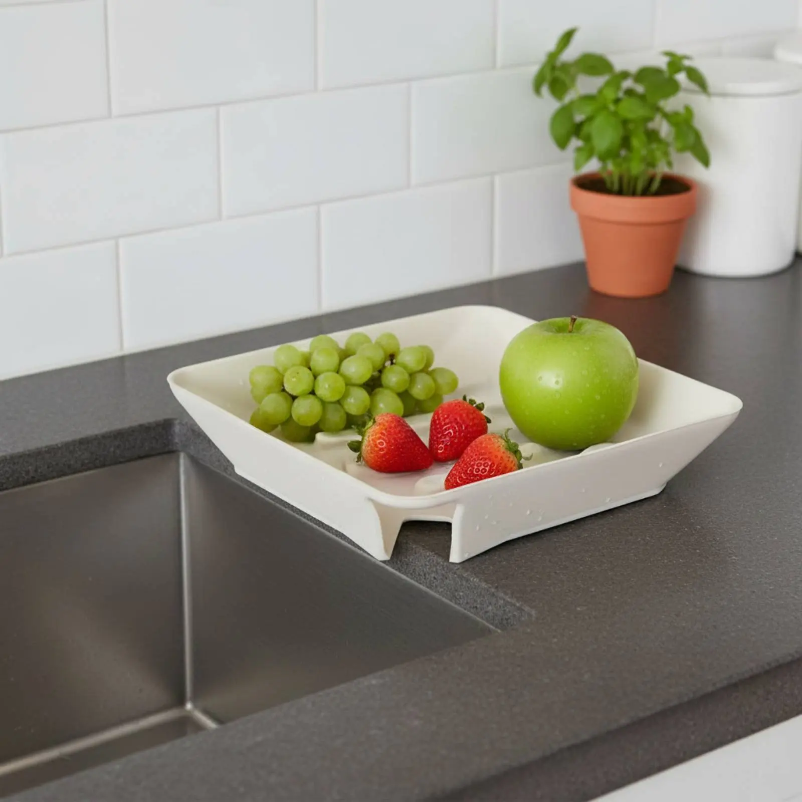

Silicone Draining Tray Quick-Drying Square Countertop Drainer Vegetable Washing Drain Board Multi-Functional