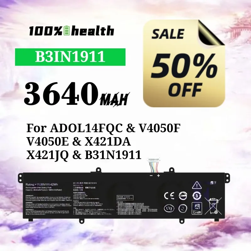 

B31N1911 3640mAh Laptop Battery for ASUS ADOL14FQC, V4050F/E, X421DA/JQ Lithium Rechargeable Battery