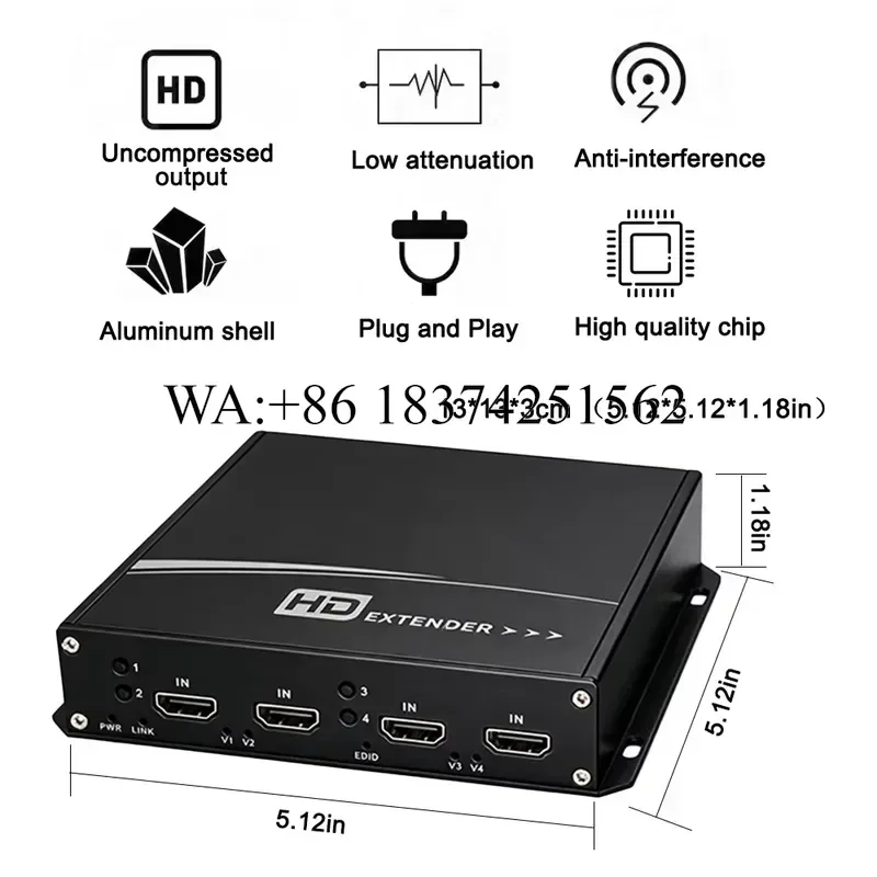 Wmwmnu 4CH HDMI Fiber Converter 1080P@60Hz Video Optical Transceiver LC Including Transmitter and Receiver