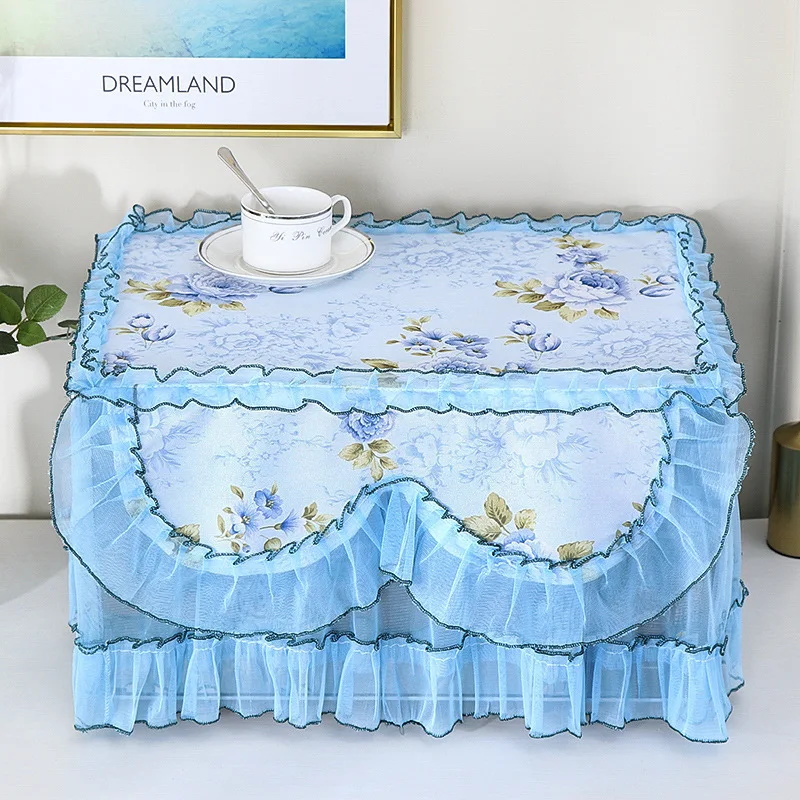 Microwave Oven Cover Polyester Microwave Oven Dust Cover Towel Rural Lace Style Household Kitchen Appliance Dust Cover