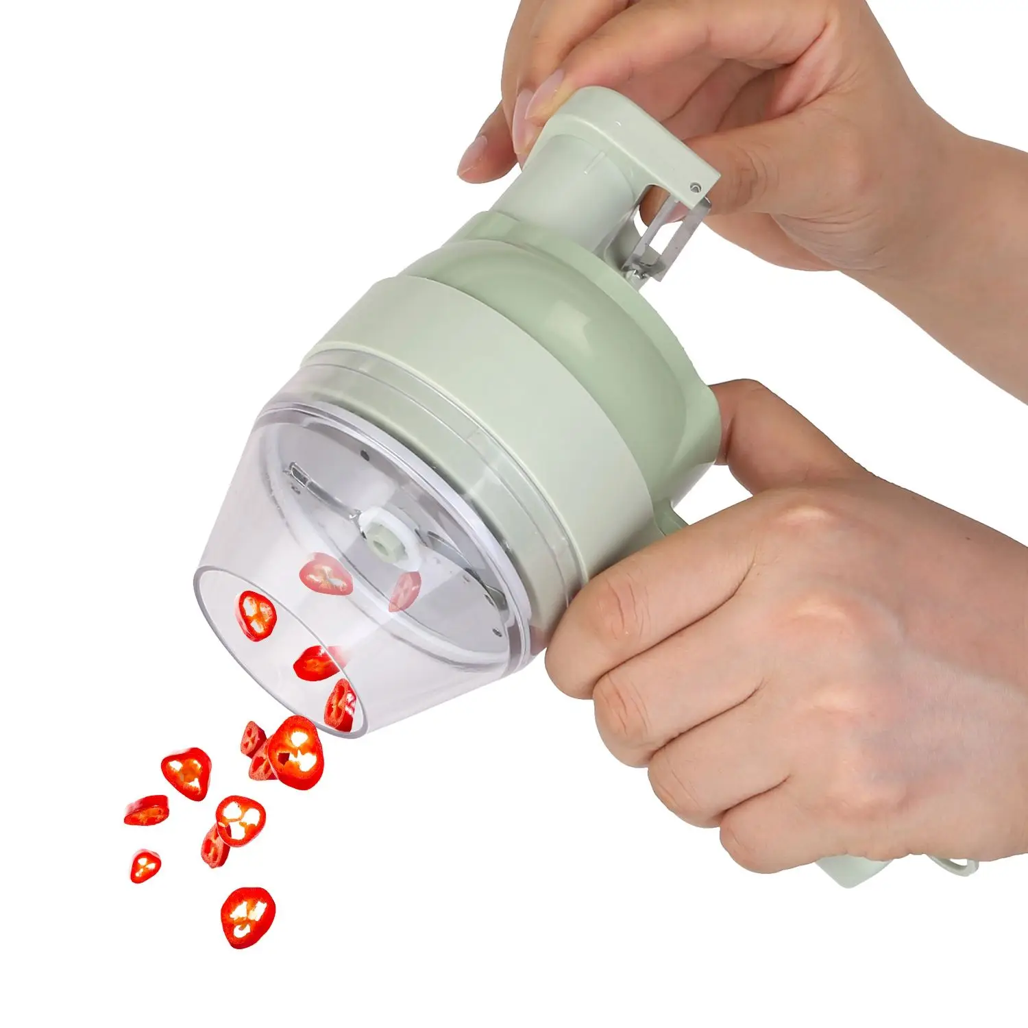 

For 4 in 1 Handheld Electric Vegetable Cutter Mini Food Fruit Chopper Grinder Slicer Dicer Garlic Meat Ginger Mud Masher Recharg