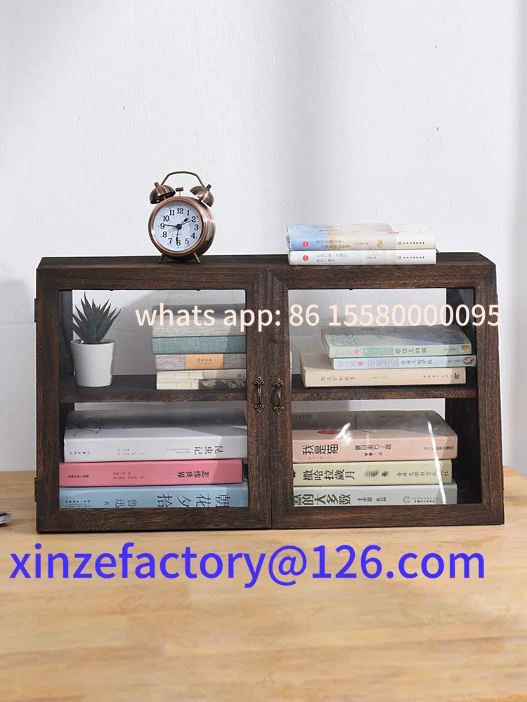 Aanpasbare transparante echte houten cosmetische opbergkast vitrine theebeeldje owcase