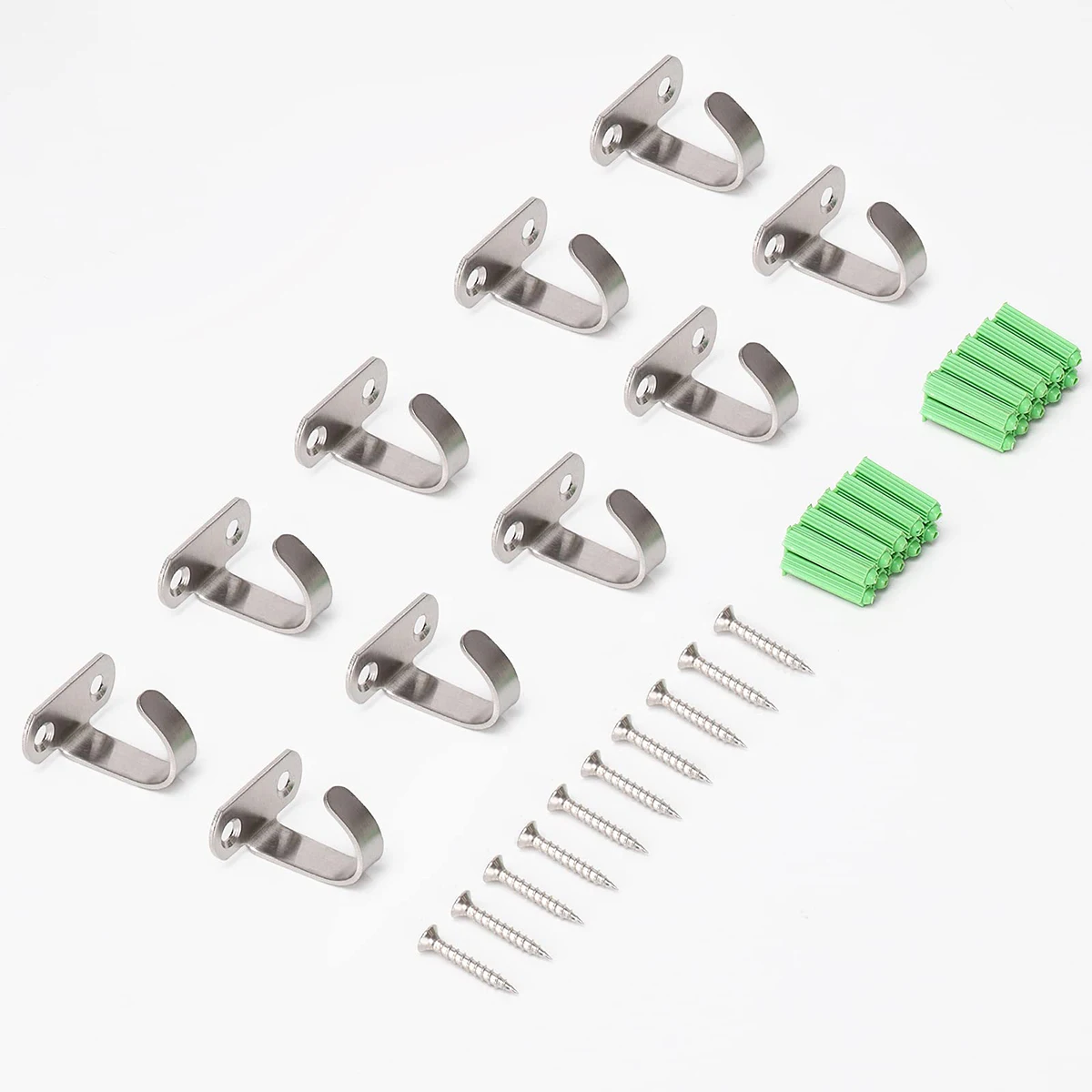 10pcs Stainless Steel Screw Mounted Ceiling Hooks Under-shelf Towel Robe Clothes Hook Heavy Duty Coat Hook Hanger Household