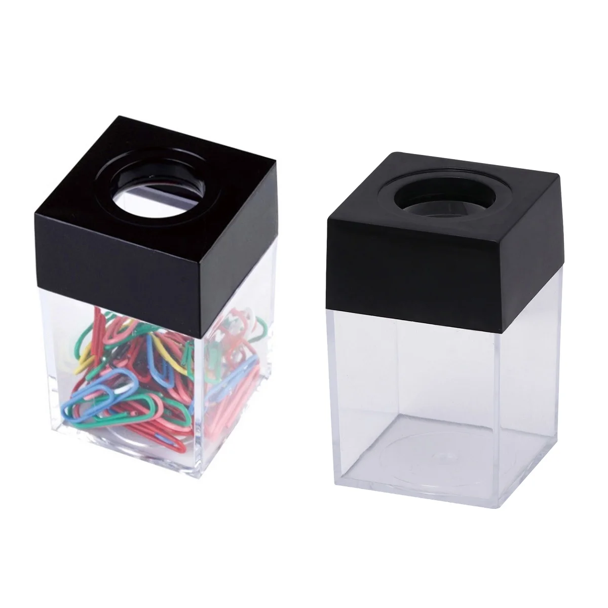 Magnetic Paper Clip Storage Case Creative Paper Clip Holder Office Desktop Paper Clip Dispenser (Black)