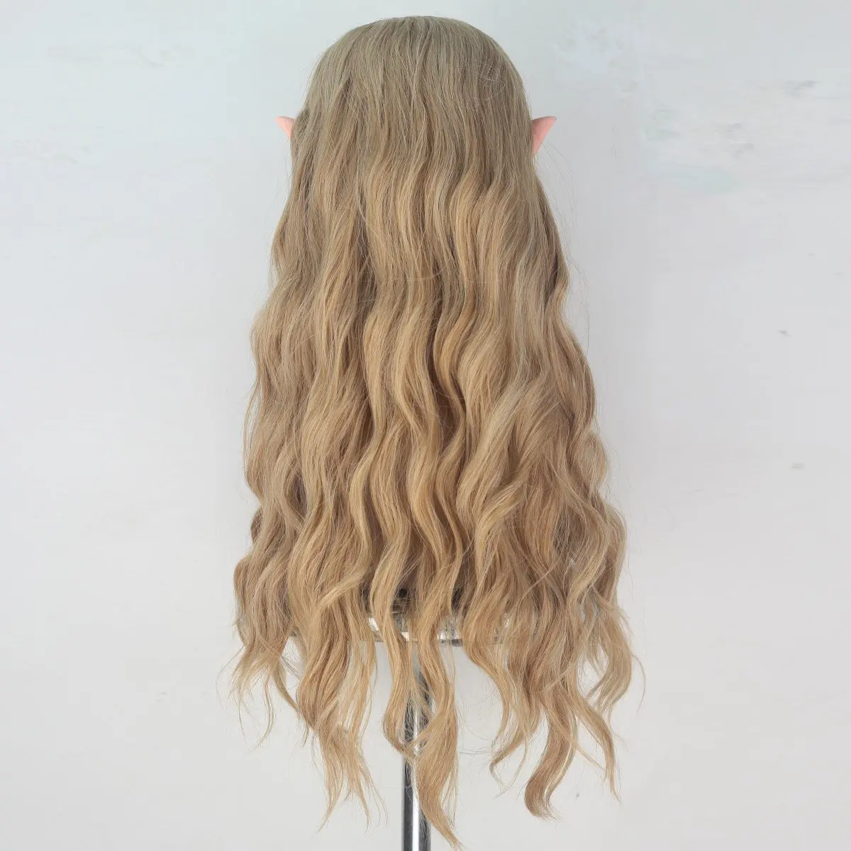 Elf pointy ears+70cm The Hobbit Galadriel wig women role play long blonde wavy hair Elf queen Cate Blanchett fancy wig + wig cap