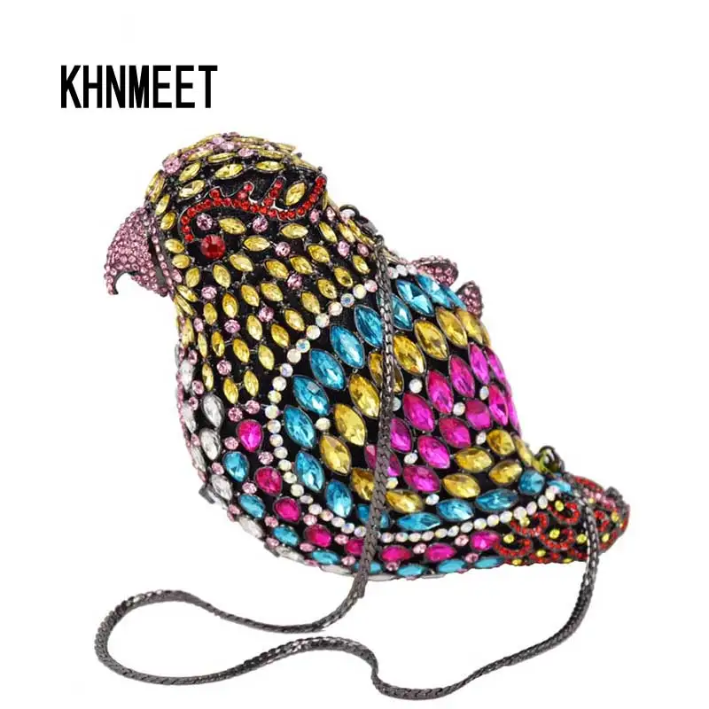 

Dazzling Bird Box Crystal Evening Bags Red Designer Feast Party Purse Crystal Encrusted Bags