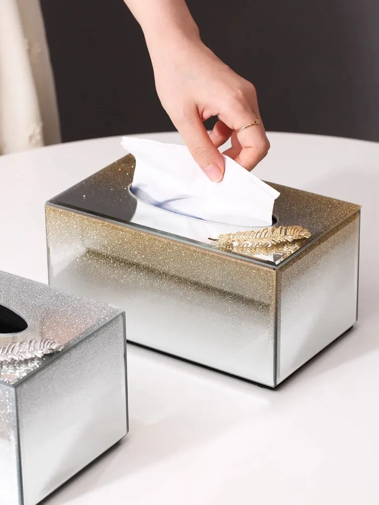 

Роскошная стеклянная коробка для салфеток, держатель для бумаги, хранение салфеток, гостиная, рабочий стол, домашнее украшение для дома