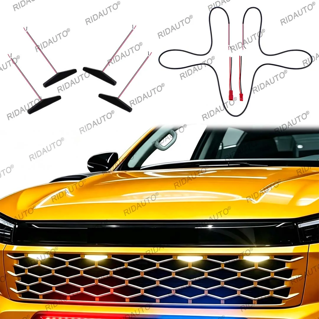 4 Stück bernsteinfarbene und weiße Aftermarket-LED-Leuchten für Pickup-Kühlergrill, DIY-Leuchte für Hilux Travo 2026+ Prerunner & 4TREX Auto-Beleuchtung – Detail 6