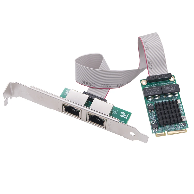 Mini PCIE to Dual Port RJ45 Gigabit Ethernet Network Adapter 10/100/1000Mbps NIC I350-AM2 Chip 2 Ports Wired Server Network Card
