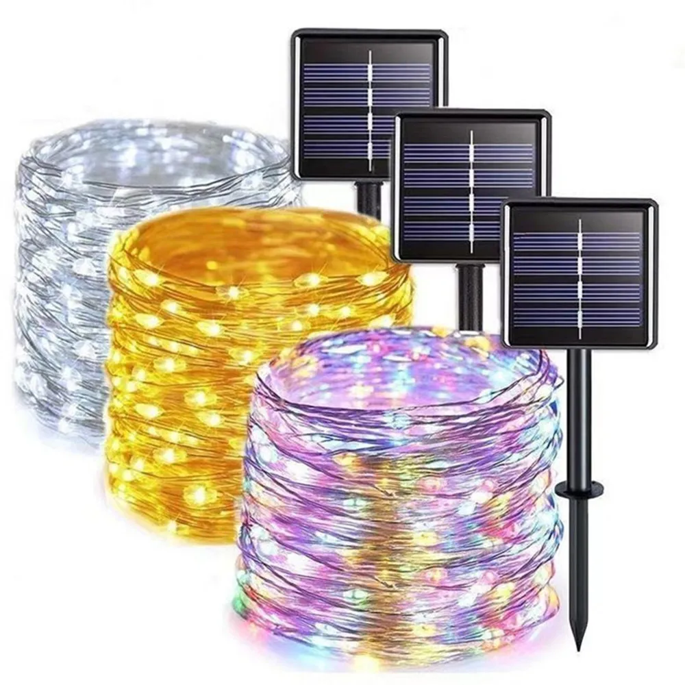 

7M/12M/22M/32M LED Solar String Fairy Lights Outdoor Path Garlands Lamp Patio Waterproof Christmas Wedding Garden Street Lights