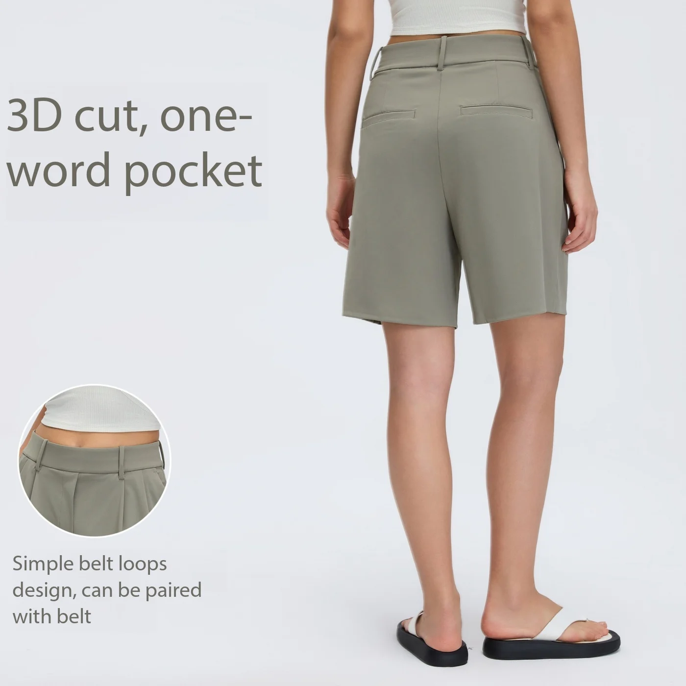 Lemon Women's Athletic Long Shorts with 2 Pockets High Waisted Bermuda Shorts for Women Walking Running Knee Length Shorts