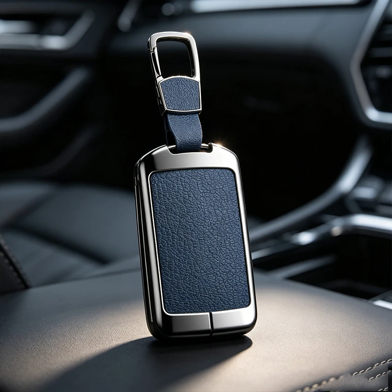 Autoschlüsselhülle für Volvo S60 S90 XC40 XC60 XC90 V60 V90 T5 T6 T8 Polestar 1 2, Schutzhülle aus Zinklegierung und Leder