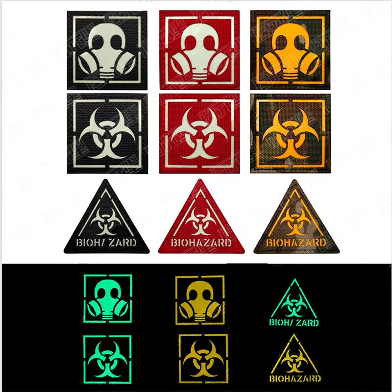 Night Identification Seal Gas Mask Morale Seal Triangle Hook and Loop Patch Laser Engraving Luminous Magic Armband 3d patches