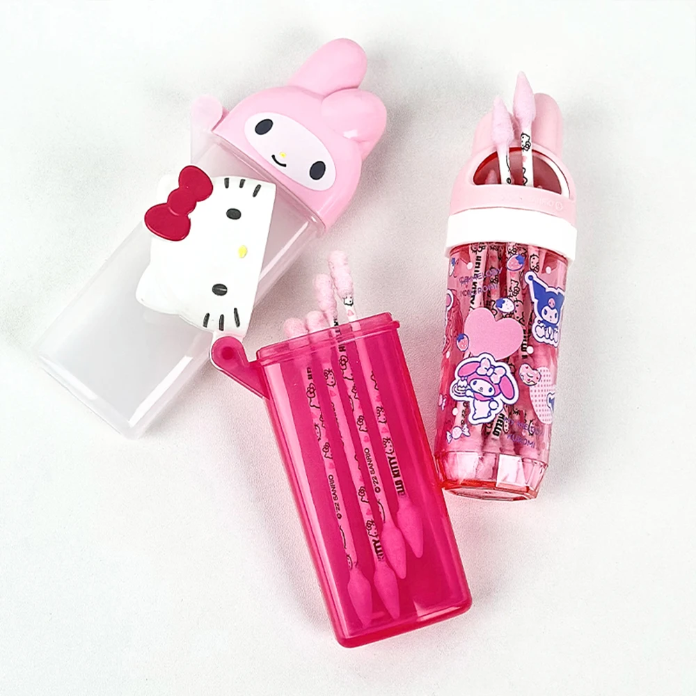 Hello Kitty Melody Storage Box Sanrio Cartoon Kt Cat Flip Cover Cotton Swabs Band Aids Dental Floss Organizer Boxs Girls Gifts image 3